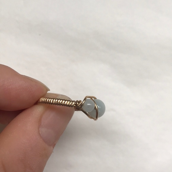 Gold filled wire wrapped aquamarine ring - Picture 5 of 8